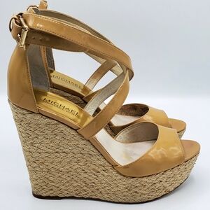 Michael Kors Camel Wedge Espadrilles Sandals